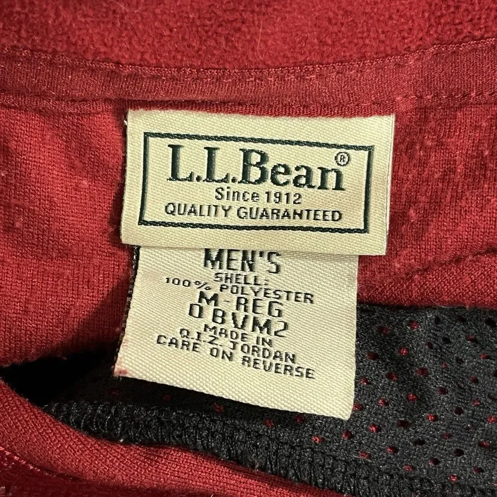 L.L. Bean Fleece 1/4 Zip Pullover Jacket Dark Red Lightweight Soft‎ Mens Medium